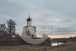 Church of the Intercession on the Nerl in late autumn in Bogolyubovo, Vladimir region, Russia