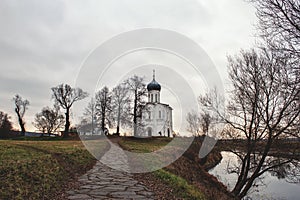 Church of the Intercession on the Nerl in late autumn in Bogolyubovo, Vladimir region, Russia