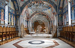 Church interior of Brancoveanu Monastery, Sambata de Sus, Romania