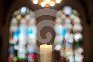 Church interior with candle