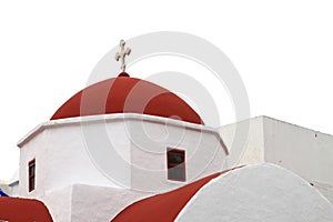 Church isolated on white background, Greek island