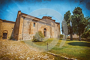 Church in italy photographic plate effect - Monteveglio - Bologna