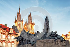 Church and Jan Hus Memorial in Prague