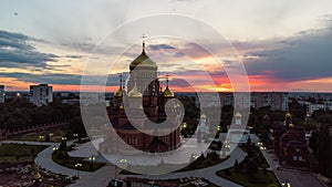 Church of the Kazan Icon of the Mother of God in Orenburg at sunset