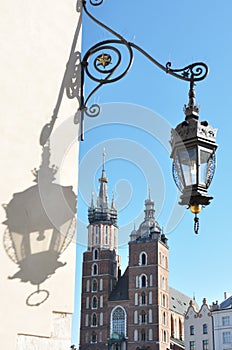 Church in Krakow under the lantern