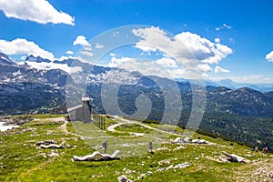 Church on Krippenstein of the Dachstein Mountains range in Obertraun, Austria