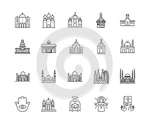 Church line icons, signs, vector set, outline illustration concept