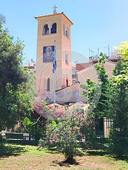 Exterior view of Saint Tryfon Holy Orthodox Church in Athens, Greece. photo