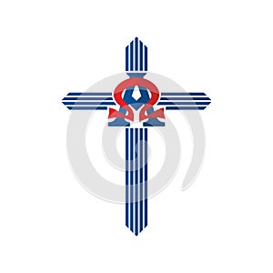 Church logo. Alpha, omega and a cross. photo