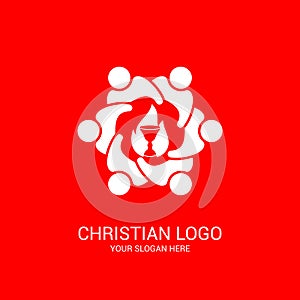 Church logo and biblical symbols. The unity of believers in Jesus Christ, the worship of God