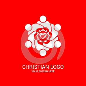 Church logo and biblical symbols. The unity of believers in Jesus Christ, the worship of God