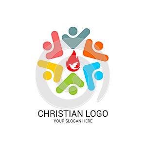 Church logo and biblical symbols. The unity of believers in Jesus Christ, the worship of God photo