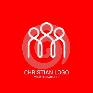 Church logo and biblical symbols. The unity of believers in Jesus Christ, the worship of God, participation in the evening