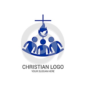 Church logo and biblical symbols. The unity of believers in Jesus Christ, the worship of God, participation in the evening