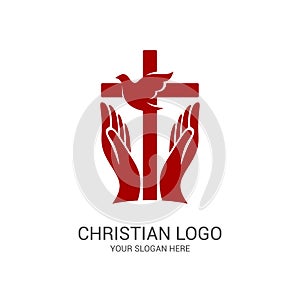 Church logo and biblical symbols. The unity of believers in Jesus Christ, the worship of God, participation in the evening