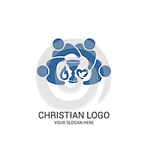 Church logo and biblical symbols. The unity of believers in Jesus Christ, the worship of God photo