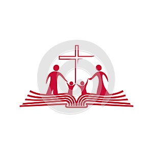 Church logo. Christian symbols. The Bible and the family in Christ