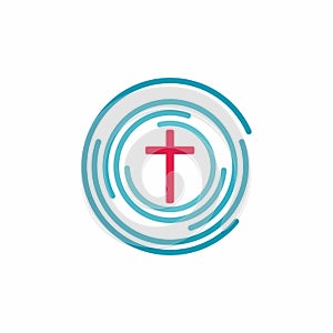 Church logo. Christian symbols. Circles, target and Jesus cross photo