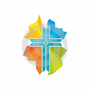 Church logo. Christian symbols. Coloring Jesus` cross photo