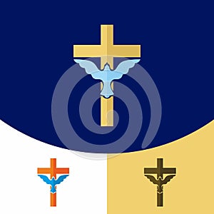 Church logo. Christian symbols. The cross of Jesus ChristChurch logo. Christian symbols. Silhouette of the cross of Jesus Christ,