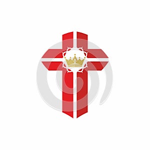 Church logo. Christian symbols. The cross of Jesus and crown of thorns