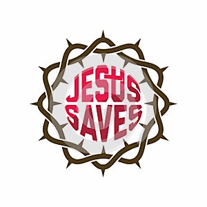 Church logo. Christian symbols. Crown of thorns. Jesus saves.