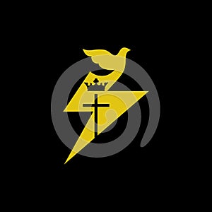 Church logo. Christian symbols. Dove - a symbol of the Holy Spirit, the Kingdom of God.