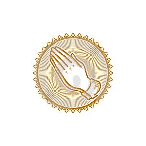 Church logo. Christian symbols. Praying hands