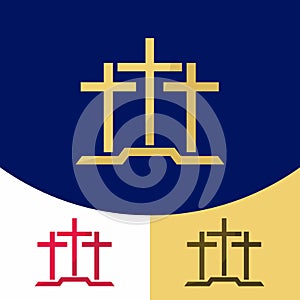 Church logo. Christian symbols. Three crosses
