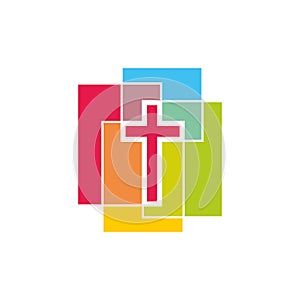 Church logo. Cross of colored blocks