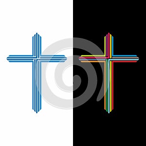 Church logo. Cross it is consisting of lines