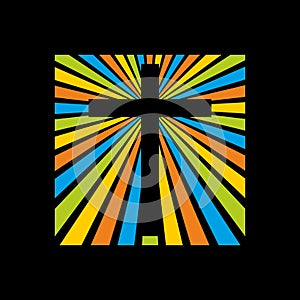 Church logo. The cross of Jesus Christ in the rays of glory