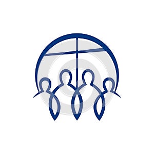 Church logo. The Cross of Jesus Christ and worshiping the Lord