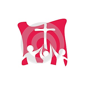 Church logo. The Cross of Jesus Christ and worshiping the Lord