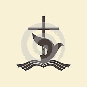 Church logo. The cross of Jesus and the dove are a symbol of the Holy Spirit