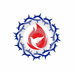 Church logo. Crown of thorns, dove and flame.