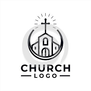 Church Logo design inspiration idea concept with black and white color