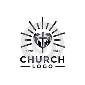 Church Logo design inspiration idea concept with black and white color