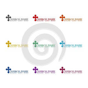 Church logo design template icon isolated on white background. Set icons colorful