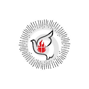 Church logo. Dove - a symbol of God`s spirit.