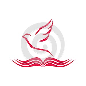 Church logo. An open bible and a dove are a symbol of the Holy Spirit