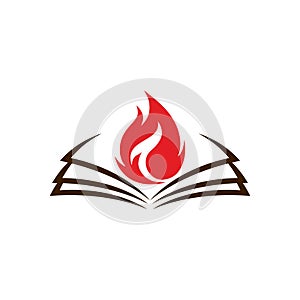 Church logo. An open bible and a flame are a symbol of the Holy Spirit