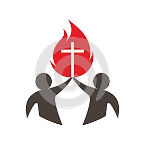 Church logo. People worship Christ