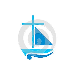 Church logo. Sailboat with cross.