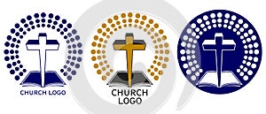 Church logo, symbol of Christianity, the cross and the gospel, Scripture, vector illustration