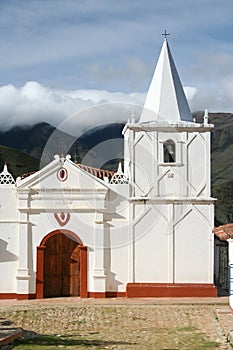 Church in Los Nevados village, Andes photo