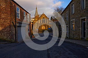 Church in the low sun