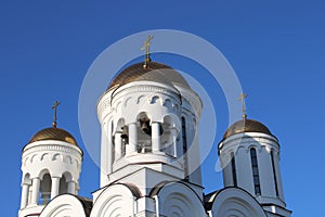 The church is made of white stone. Religion. Orthodoxy. Architecture.