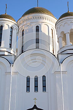 The church is made of white stone. Religion. Orthodoxy. Architecture.