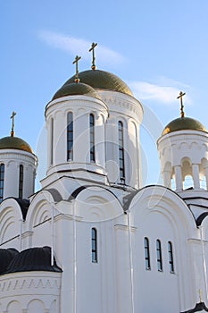 The church is made of white stone. Religion. Orthodoxy. Architecture.